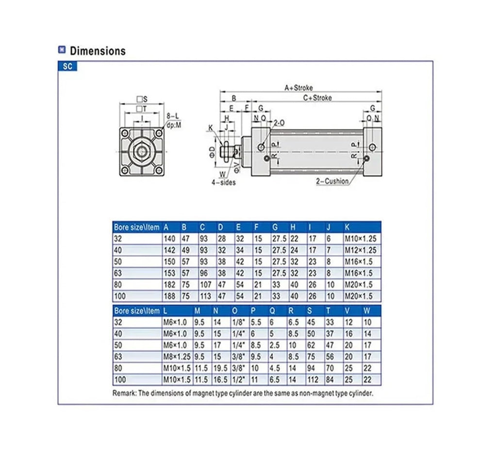 1pcs SC Standard Air Cylinder SC32/40/50/63/80/100/125/160mm Bore Small Pneumatic Cylinder Piston 25/50/75/100/200/300mm Stroke(Bore 63mm)