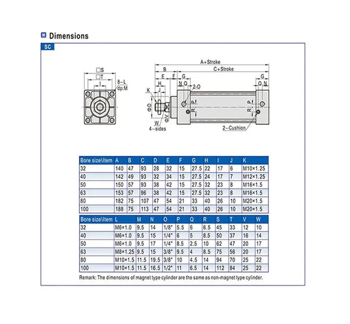 1pcs SC Standard Air Cylinder SC32/40/50/63/80/100/125/160mm Bore Small Pneumatic Cylinder Piston 25/50/75/100/200/300mm Stroke(Bore 63mm)