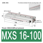 MXS16 Pneumatic Sliding Table Cylinder with Magnetic Linear Guide Rail High Pressure Resistance 16mm Bore 10/20/30/100mm Stroke(MXS16-100)