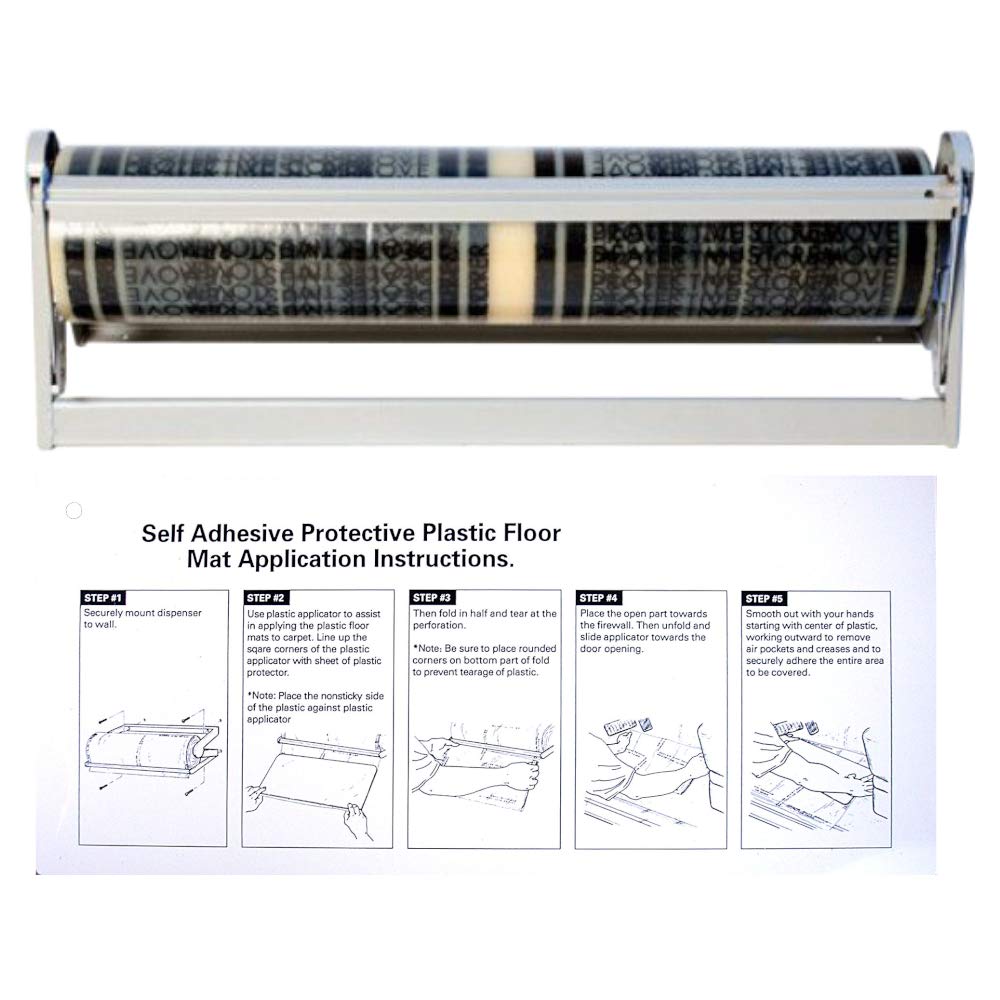 Car Carpet Protection Film Complete Starter Kit: Carpet Film Roll, Wall or Floor Mount Dispenser, and Applicator Board (600')