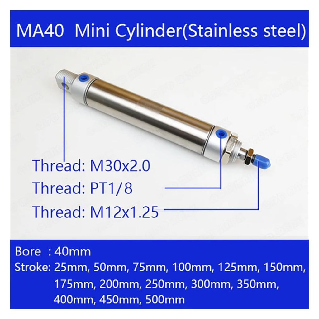 MA40x450 500mm-CA-S Pneumatic Cylinder 40MM bore Stainless Steel Double Acting Mini Round Cylinder