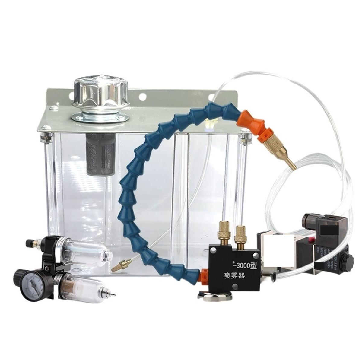 1pcs Pump Oil Mist Sprayer 3L Oil Tank Lubrication Spray System Metal Cutting Cooling Atomizer Transparent Water Tank(General model,Machine tool set 01)