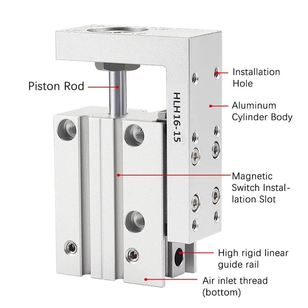 HLH6/10/16/20 Air Side Table Rail Type Pneumatic Cylinder Piston5S/10S/15S/20S/30S/40S/50S/60S(Stroke 5mm,Bore 20mm)