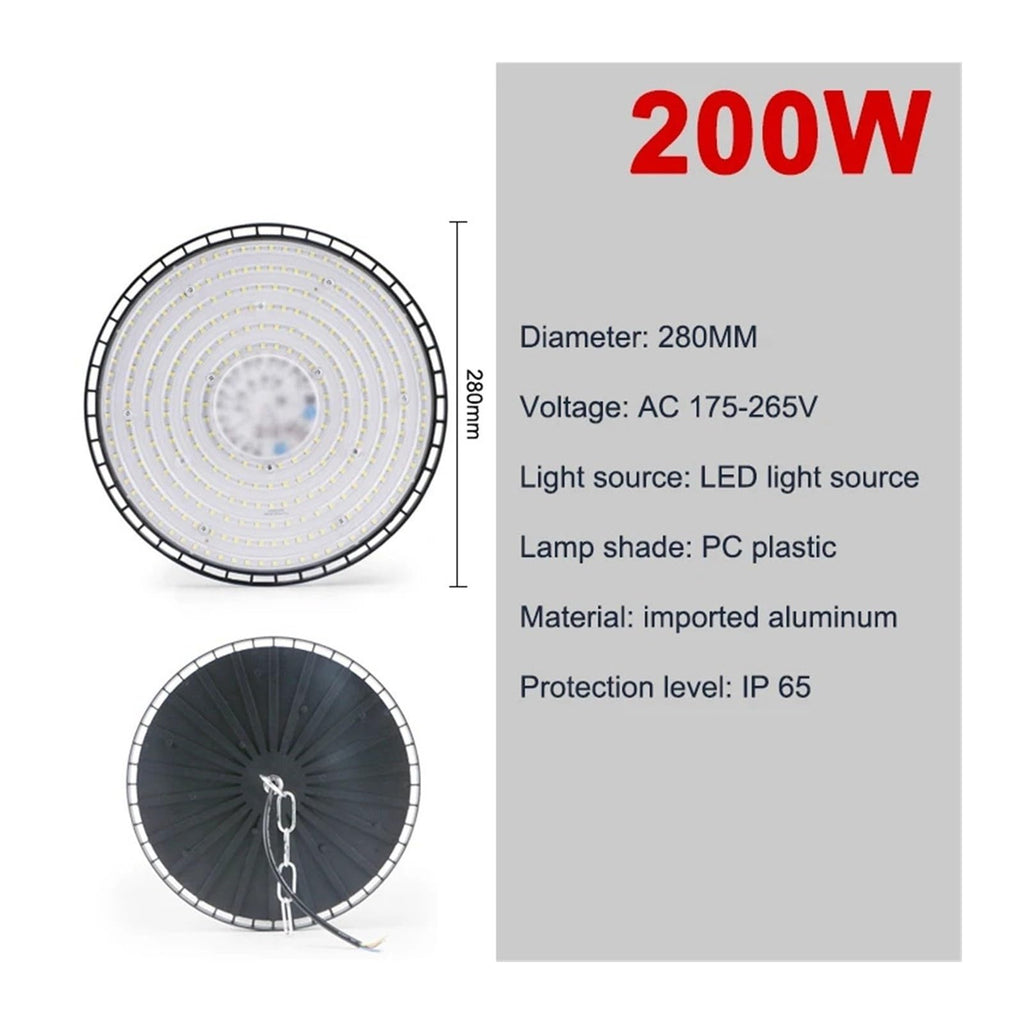 200W LED High Bay Light Industrial Lamp Garage Warehouse White Light