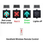 Industrial Solar Traffic Stop Light 1 Light X/Arrow, Red/Green Stop and Go Light with Remote Control, Industrial Signal Light with Solar Panel, for Intersections, Roads,