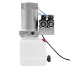 12V DC Hydraulic Pump Single Acting, 4.5 Quart Square Plastic Reservoir, Double Acting Capable, for Dump Trailer, Lift Gate, Small to Medium Hydraulic Power Unit