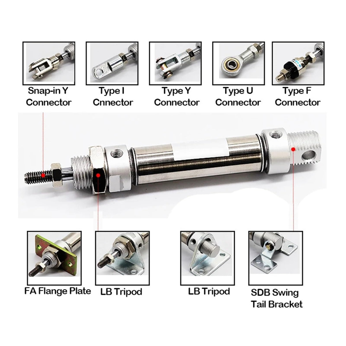 1 Pcs MA25-450 500mm Pneumatic Cylinder 25MM bore 25-500mm Stroke Small Stainless Steel Piston Double Acting Mini Cylinder