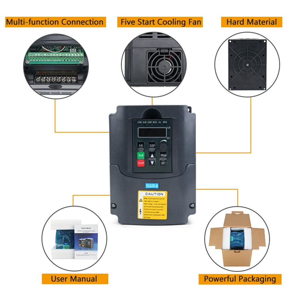 2.2kw Spindle Water Cooled Kit ER20 Milling Spindle Motor.2KW VFD 80 Clamp Water Pump 13pcs ER20 1m Cable for Router(Gold,220V)