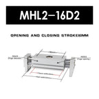 Wide Type Pneumatic Finger Clamping MHL2-10 of 16d/d/20d/d/32 Large Diameter 40 d1 / d2 Pneumatic Rich Type Cylinder(MHL2-16D2)
