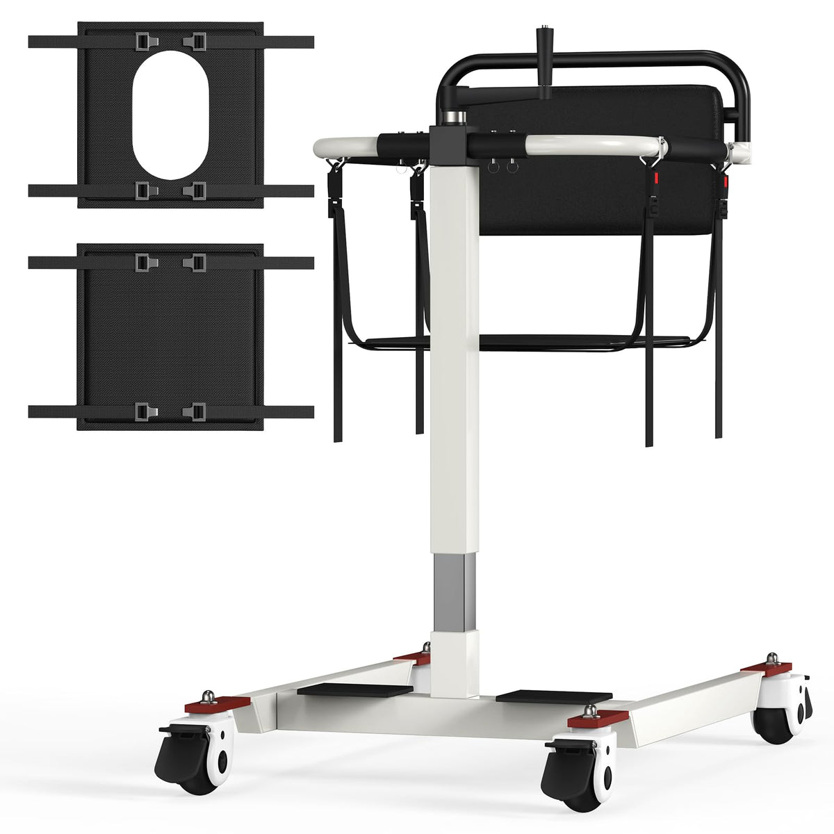 Patient Lift Transfer Chair for Elderly & Disabled, Portable Assist Lift Aid for Home Care, Bed/Chair/Toilet/Car/Wheelchair Transfers, Height/Base Adjustable, 275 lbs, Steel Frame