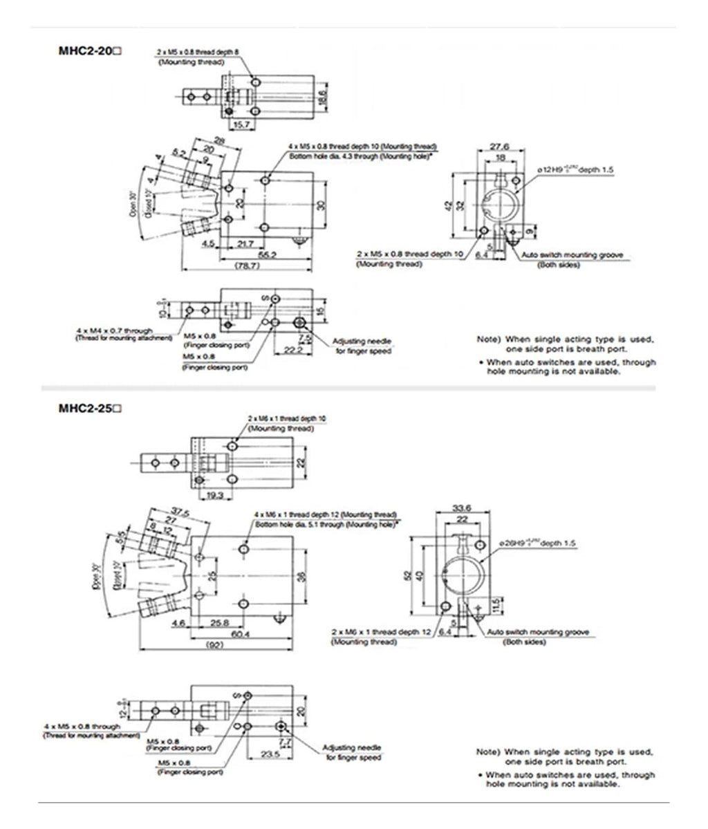 1pcs MHC2 10D 16D 20D 25D 32D Double Acting Pneumatic Gripper Angular Style Aluminium Clamps Air Cylinder(MHC2-32D)