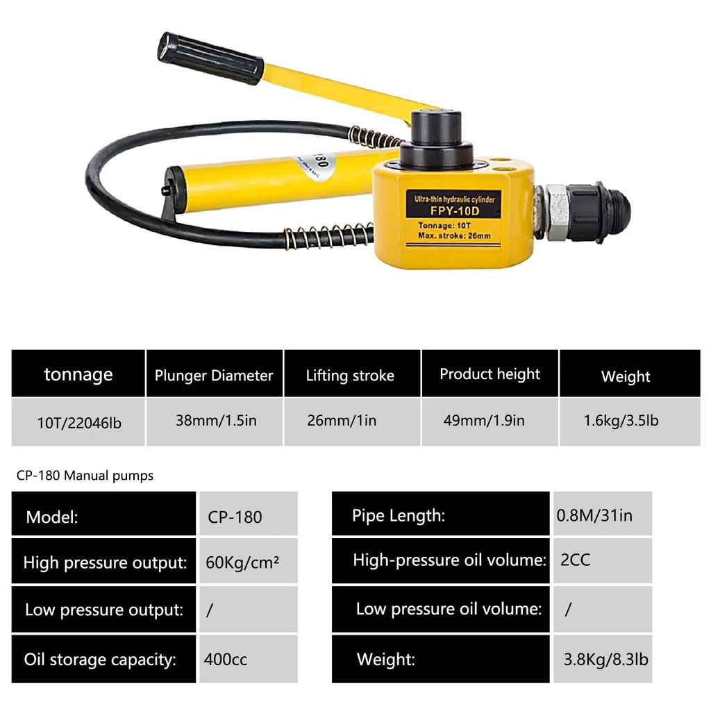 Hydraulic Power Kit with Manual Pump and Low Profile Cylinder for Industrial Lifting and Positioning Tasks