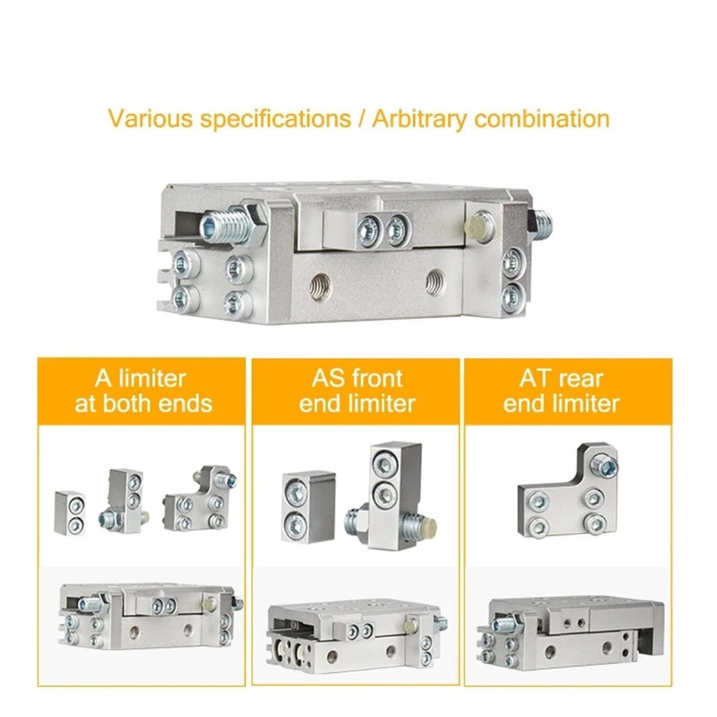 MXS16 Pneumatic Sliding Table Cylinder with Magnetic Linear Guide Rail High Pressure Resistance 16mm Bore 10/20/30/100mm Stroke(MXS16-50)