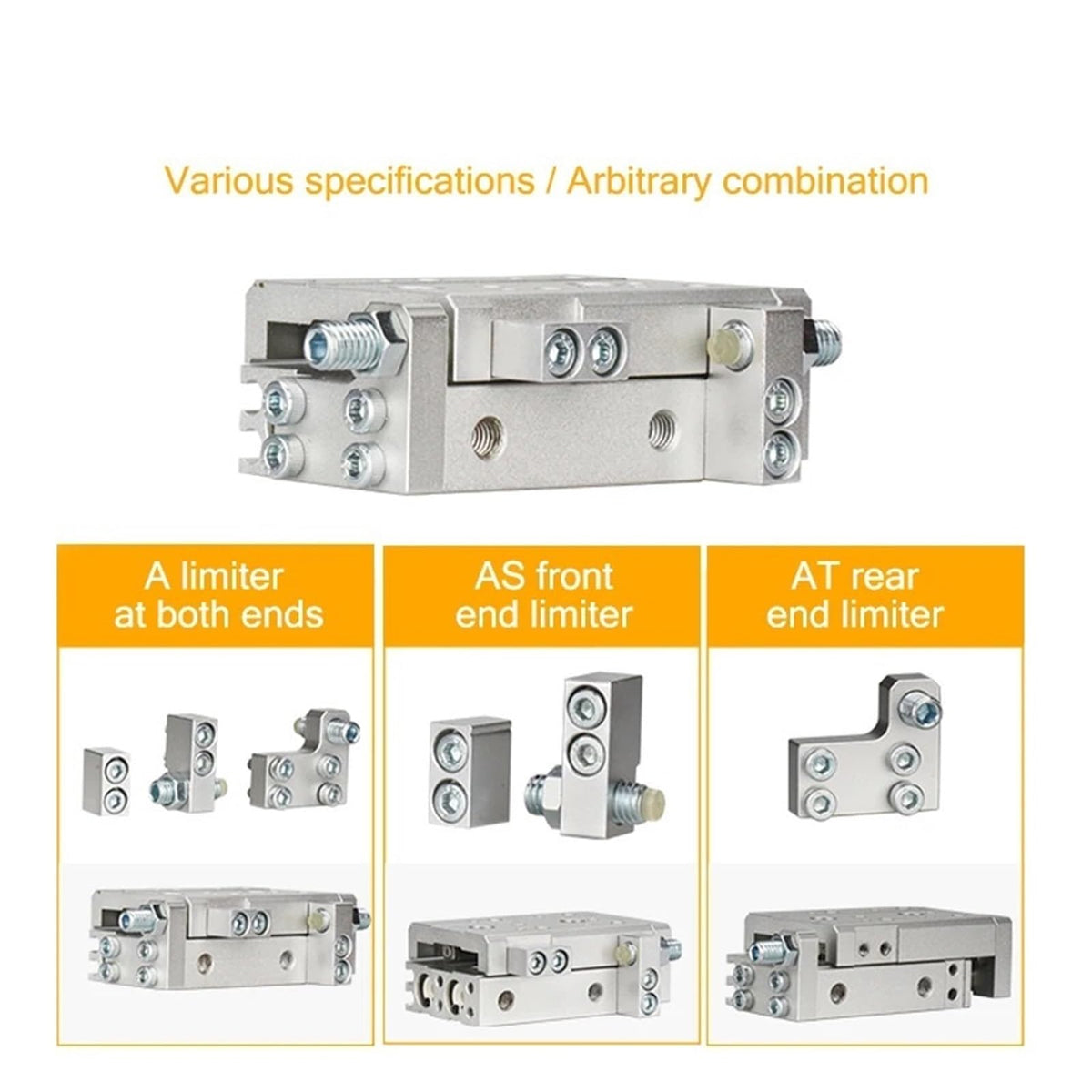 MXS16 Pneumatic Sliding Table Cylinder with Magnetic Linear Guide Rail High Pressure Resistance 16mm Bore 10/20/30/100mm Stroke(MXS16-50)