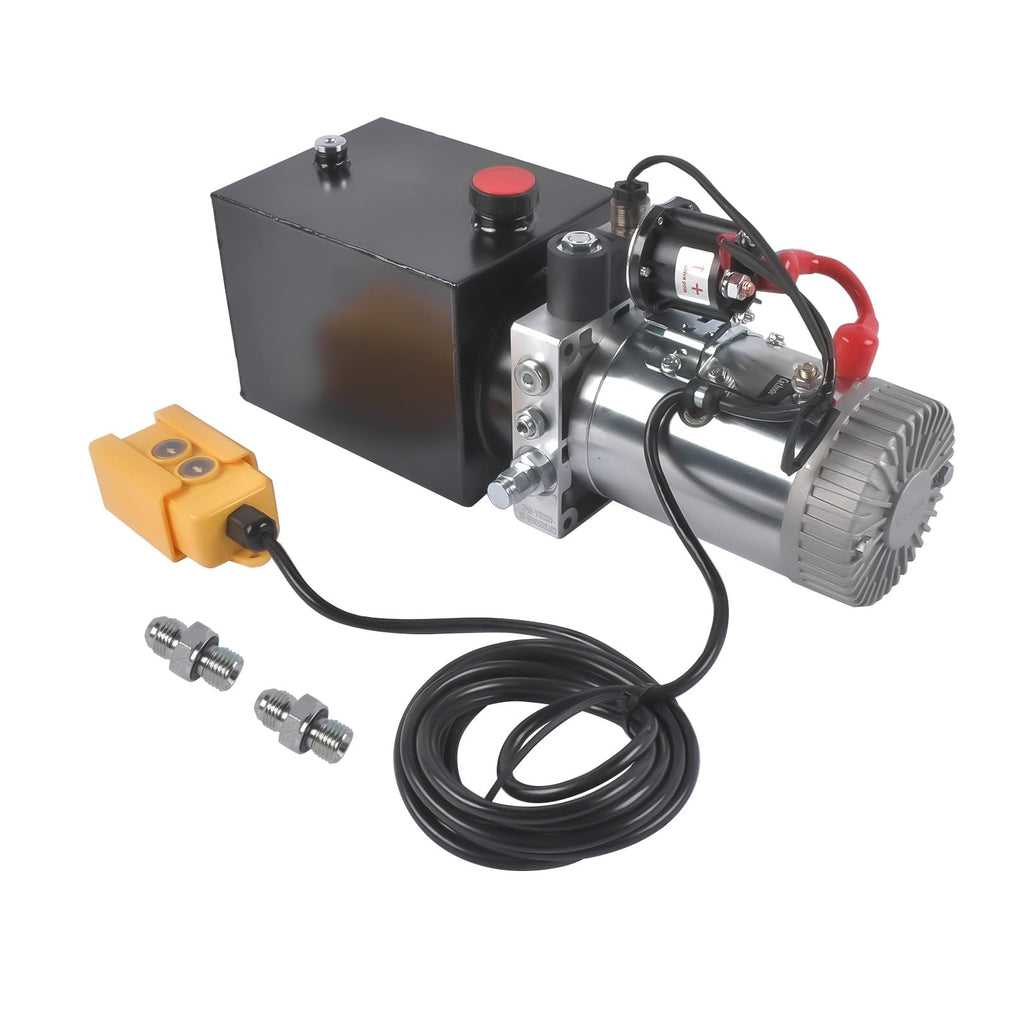 4 Quart Single Acting Hydraulic Pump DC 12V for Dump Trailer Power Lift 2.1HP 3200 PSI Mixizap