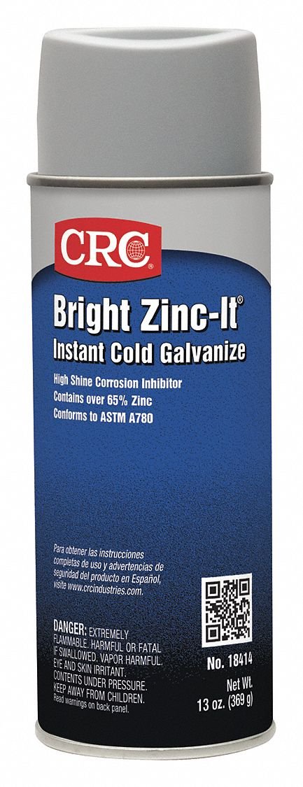 CRC Bright Zinc-It Instant Cold Galvanize, 13 Wt Oz, (Pack of 12), 18414CS
