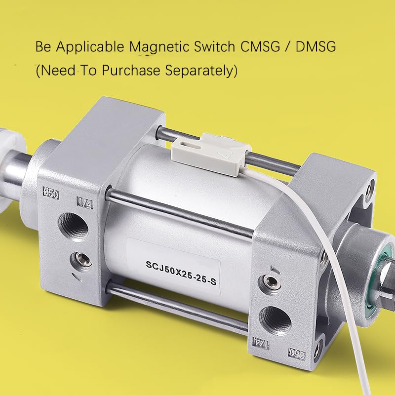 SCJ32*50/75/100-50-S Standard Air Pneumatic Cylinder Adjustable Pistons Double Rod Reset Seal Dust-Proof(Stroke 150-200mm,SCJ32 (Bore 32mm))