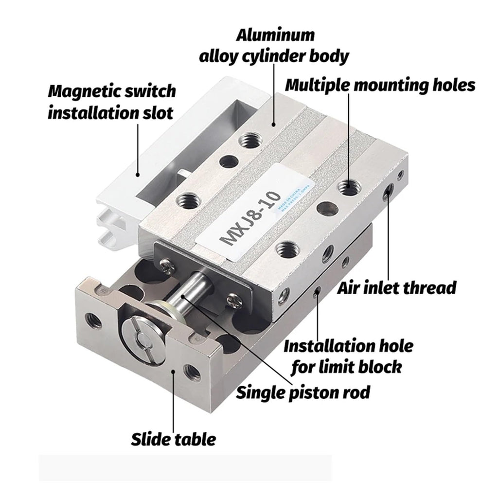 Micro Pneumatic MXJ Series Slide Rail Cylinder MXJ4-5 MXJ4-10 MXJ4-10 MXJ6-10 MXJ6-15 MXJ8-10 MXJ8-20(MXJ6-5)