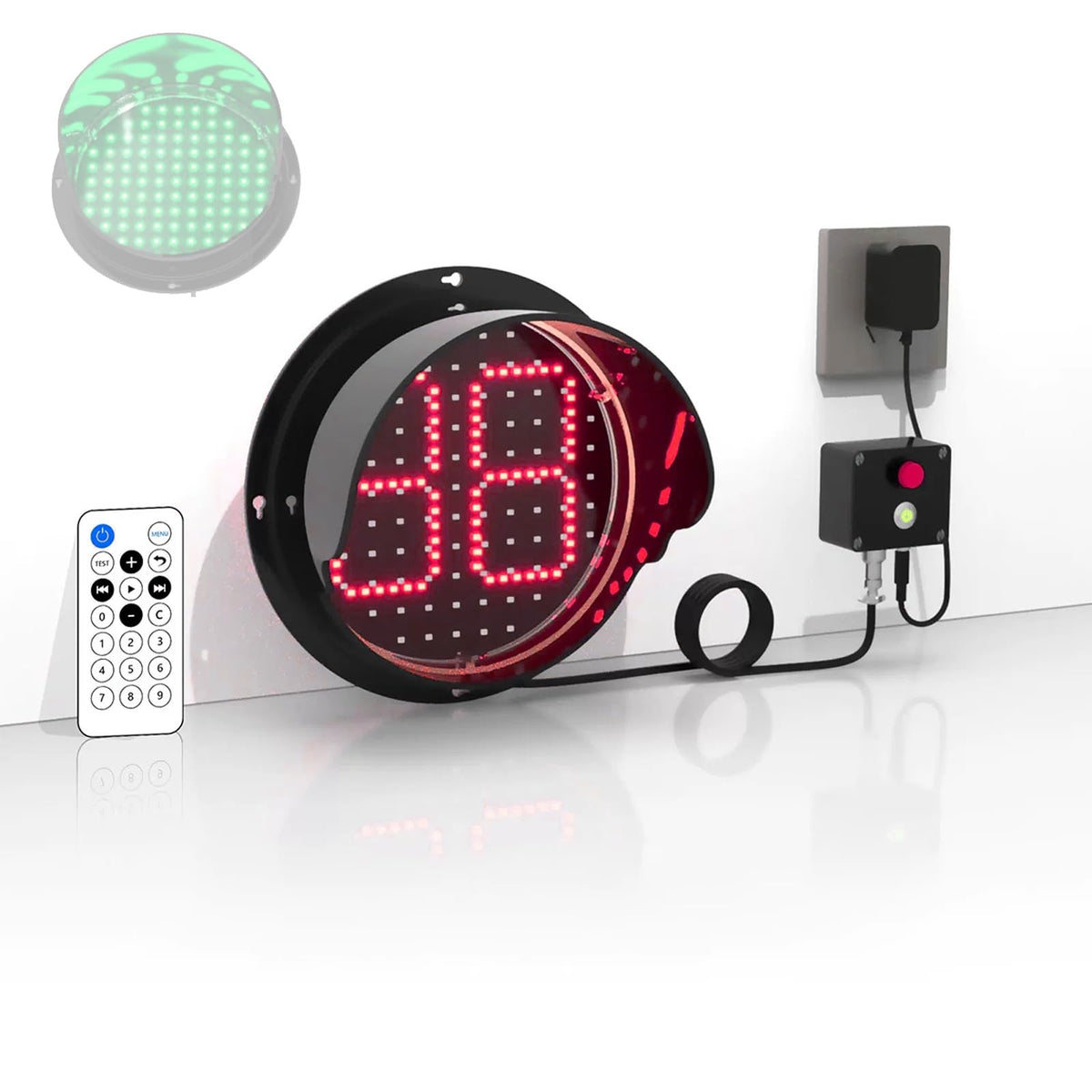 Traffic Light, 200mm Red and Green Signal Light, one-Color Countdown, Red/Green Stop and Go Light, Industrial Signal Lamp for Wall, with Remote Control, Plug & Play(Red)(Red)