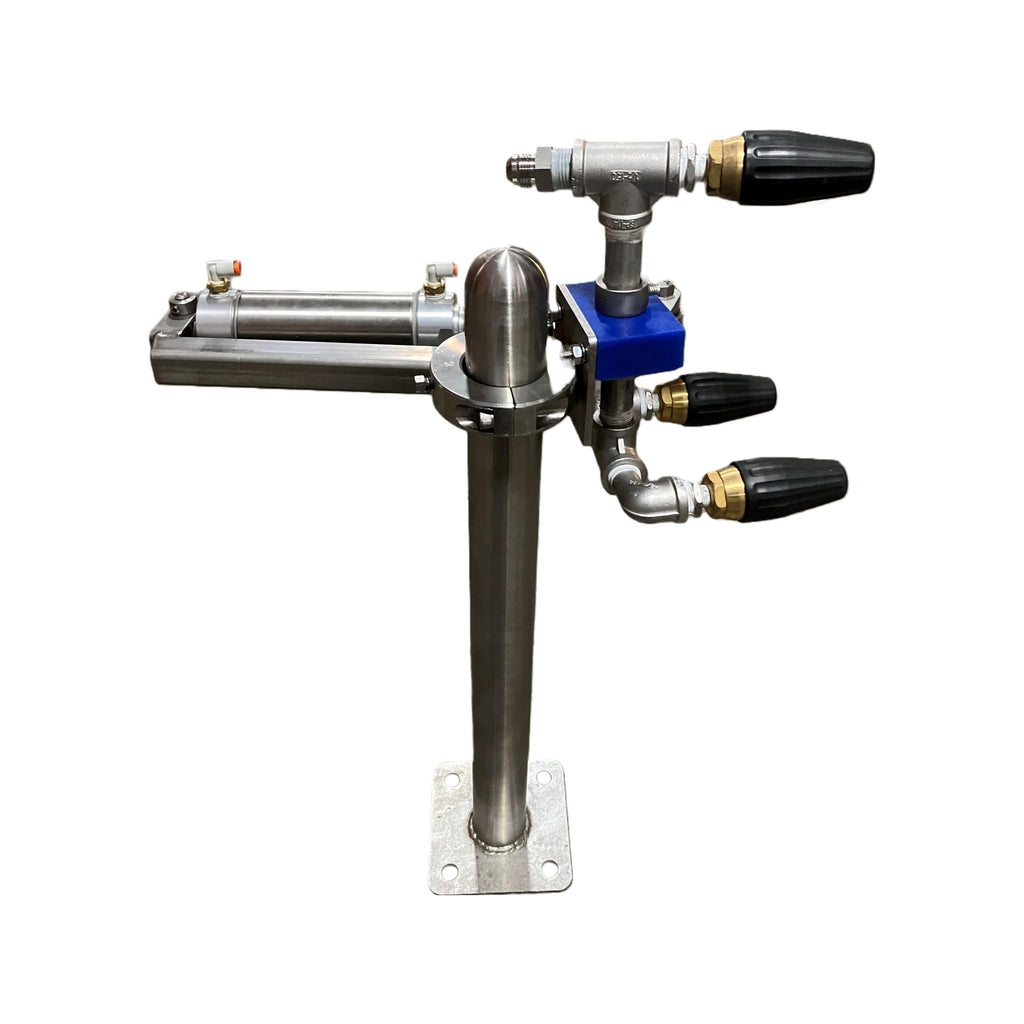 Car Wash Flipping/Pivoting Wheel Blaster Single Unit with Nozzles Stainless Steel