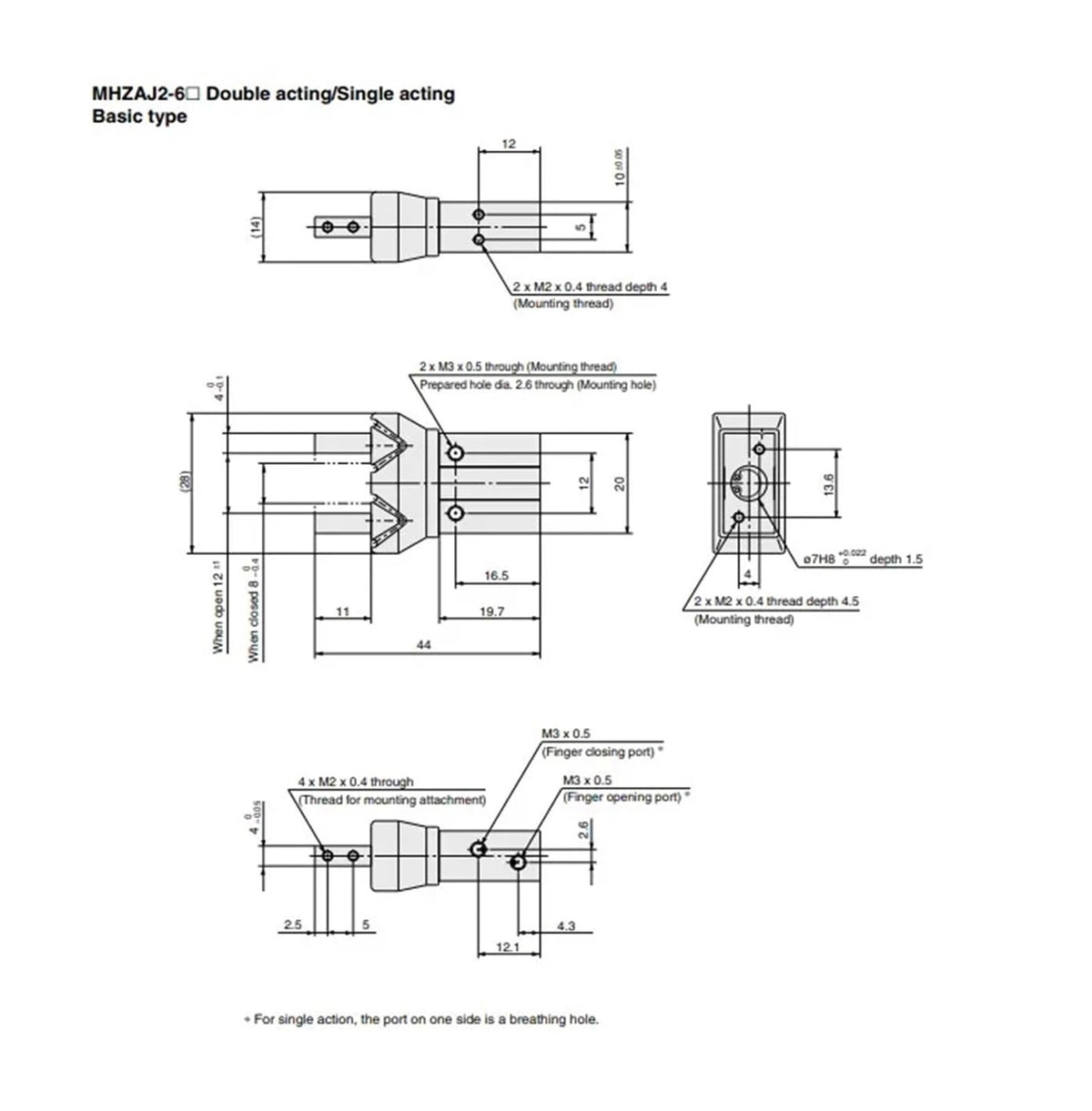 Parallel Type Air Gripper MHZA2 MHZAJ2-6D -6D1-6D2-6D3-6S -6S1-6S3-6C -6C2-6H -6M -6K(MHZAJ2-6K)