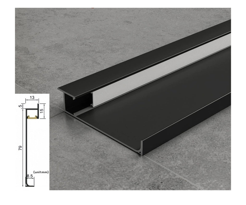 H40/60/80mm Flooring Backlight LED Skirting Board Recessed Aluminum Profile
