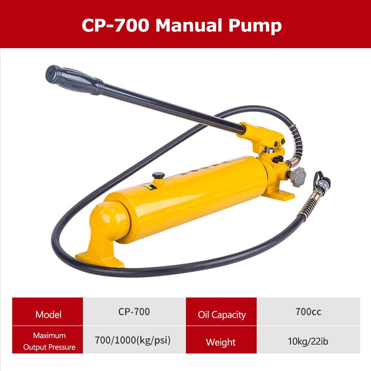 Split Power Plunger Jack Kit -Hydraulic Hand Pump CP-180/700 & 2" Stroke Cylinder Set for Effortless Operation in Tight Spaces - Heavy-Duty Lifting Tool,50t-50mm/2in-cp700
