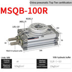 Swing Rotary Cylinder 90/180 Degree Pneumatic Gear MSQB10A20A30A50A70A100A Adjustable(MSQB-50R)