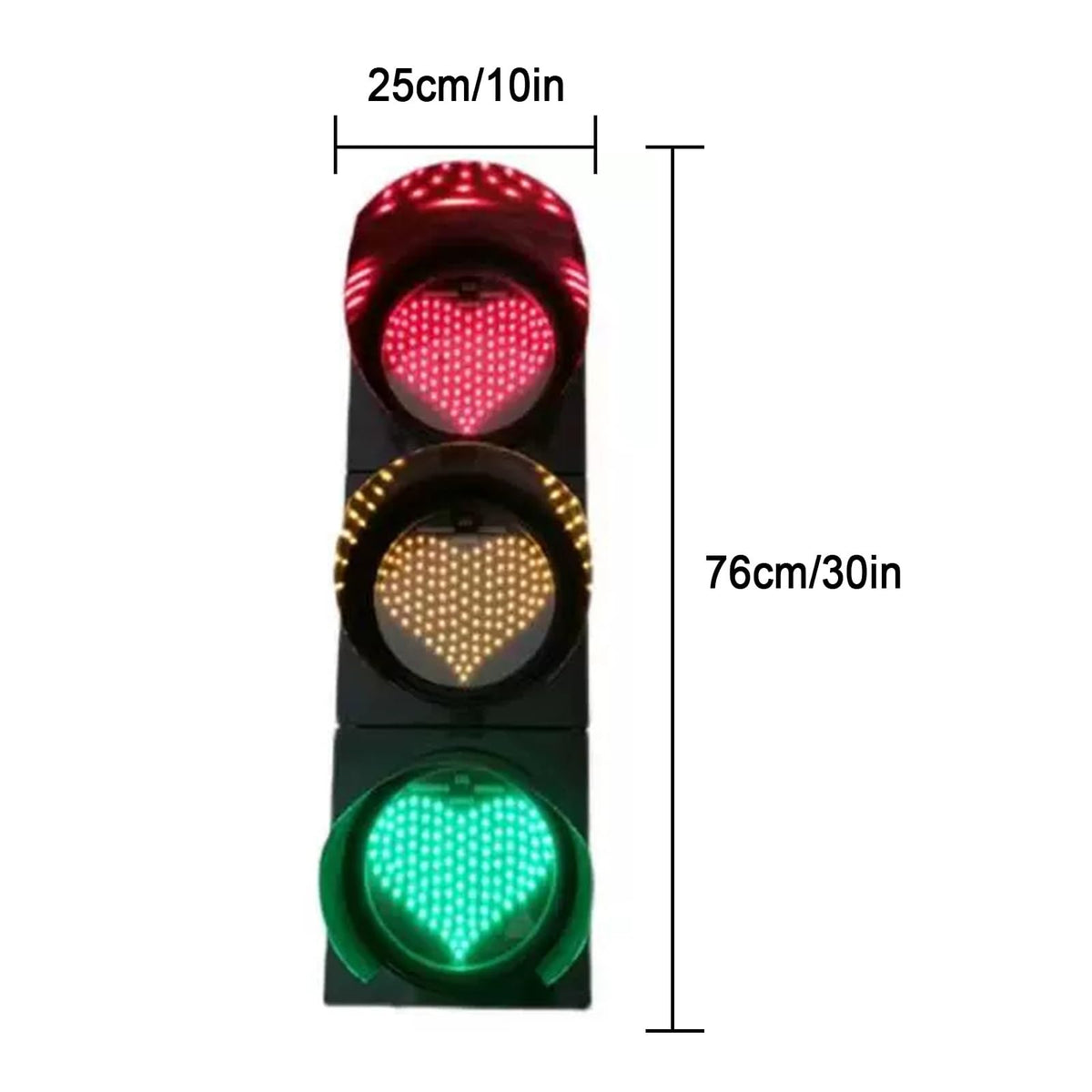 Traffic Light Wall Lamp Decoration, Red Yellow Green LED Heart-Shape Traffic Light, Retro Industrial Indicator Light, for Cafe Bar Club Shop Party Favor (Color : 200mm/8in, Size : 220V)(110V)