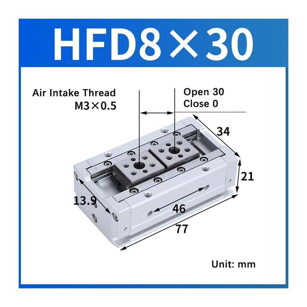 1pcs Air Cylinder HFD8 HFD12 HFD16 HFD20 HFD25 Compact Air Gripper Pneumatic Cylinder(HFD8X30)