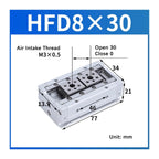 1pcs Air Cylinder HFD8 HFD12 HFD16 HFD20 HFD25 Compact Air Gripper Pneumatic Cylinder(HFD8X30)