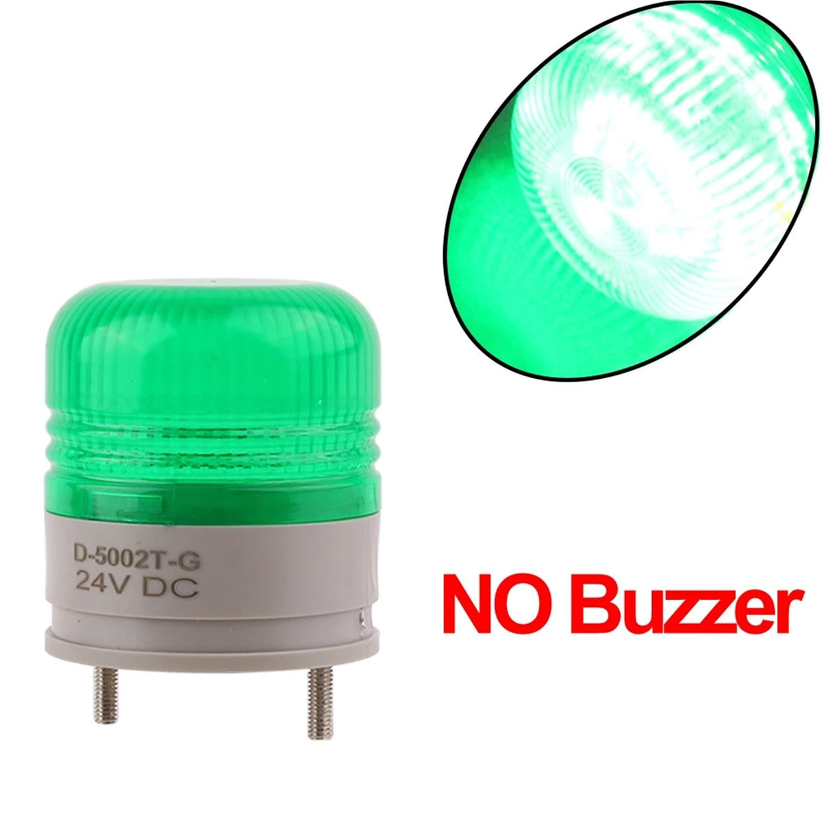 1PCS Red Yellow Green Blue Single Flashing Signal Warning DC12V24V LED Indicator Lamp with Buzzer/No Sound Small Security Alarm Light(Green NO Buzzer,200w)