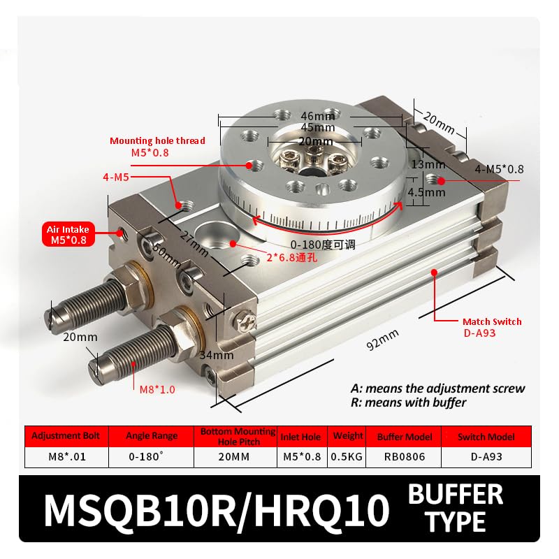 MSQB10A MSQB20A MSQB30A MSQB50A MSQB10R MSQB20R MSQB30R MSQB Series Original Pneumatic Rotary Table Cylinder Rack Pinion Type(MSQB10R)