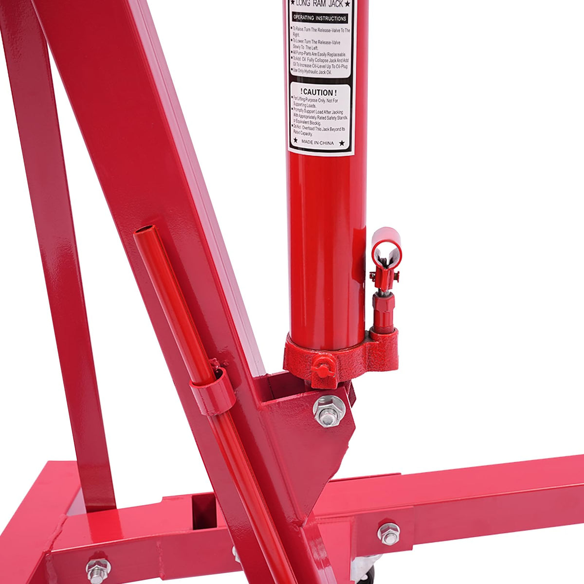 2T Folding Hydraulic Crane, Hydraulic Crane with Engine Leveler 4409lbs Capacity Heavy Duty Folding Shop Crane with 6 Casters for Engine Lift Loading Red