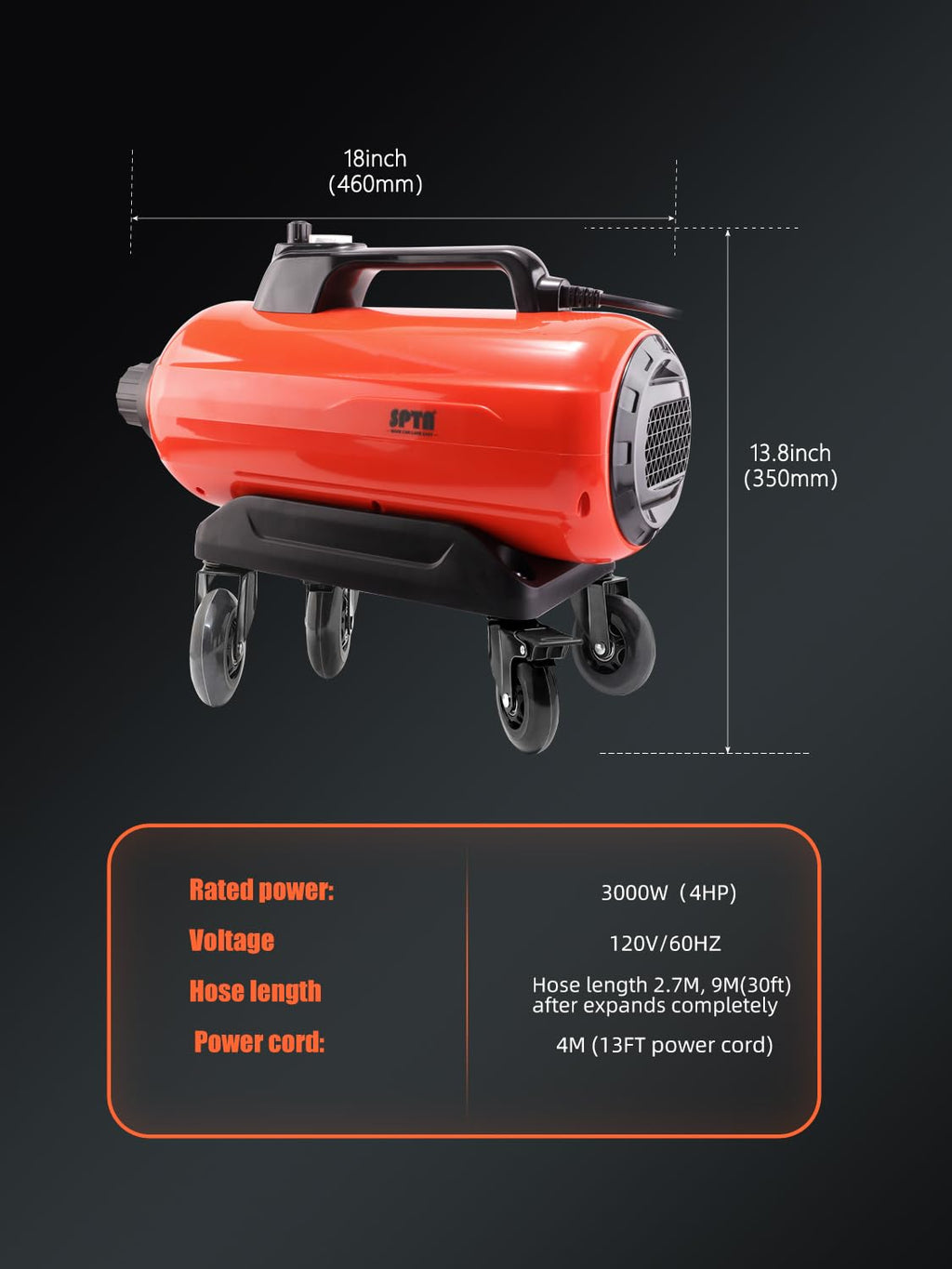 SPTA Air Cannon Car Dryer Blower, Powerful Detailing Wash, Filtered Dryers, Safer Than Microfiber Towel Cloth,Car Wash Dryer Blower,Dry Before Car Cleaning,Car Detailing,Car Wax,or Ceramic Coating