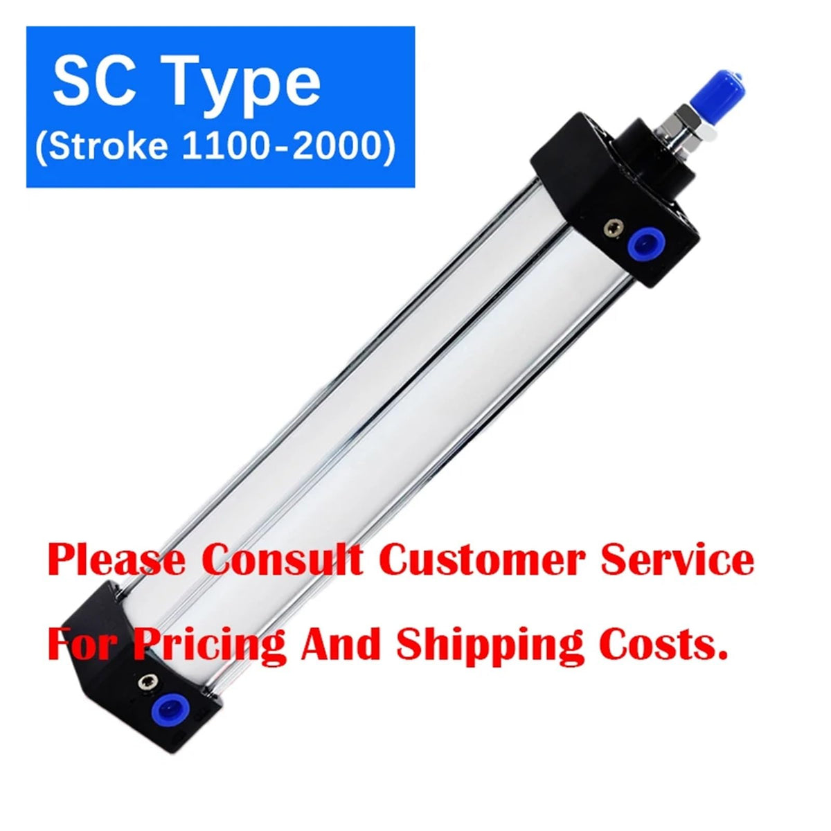SC40/50/63/80/100/125/mm Bore Double Acting Standard Air Pneumatic Cylinder 1100/1200/1300/1400/1500/1600/2000mm Long Stroke(Stroke 1200mm,BORE 80mm)