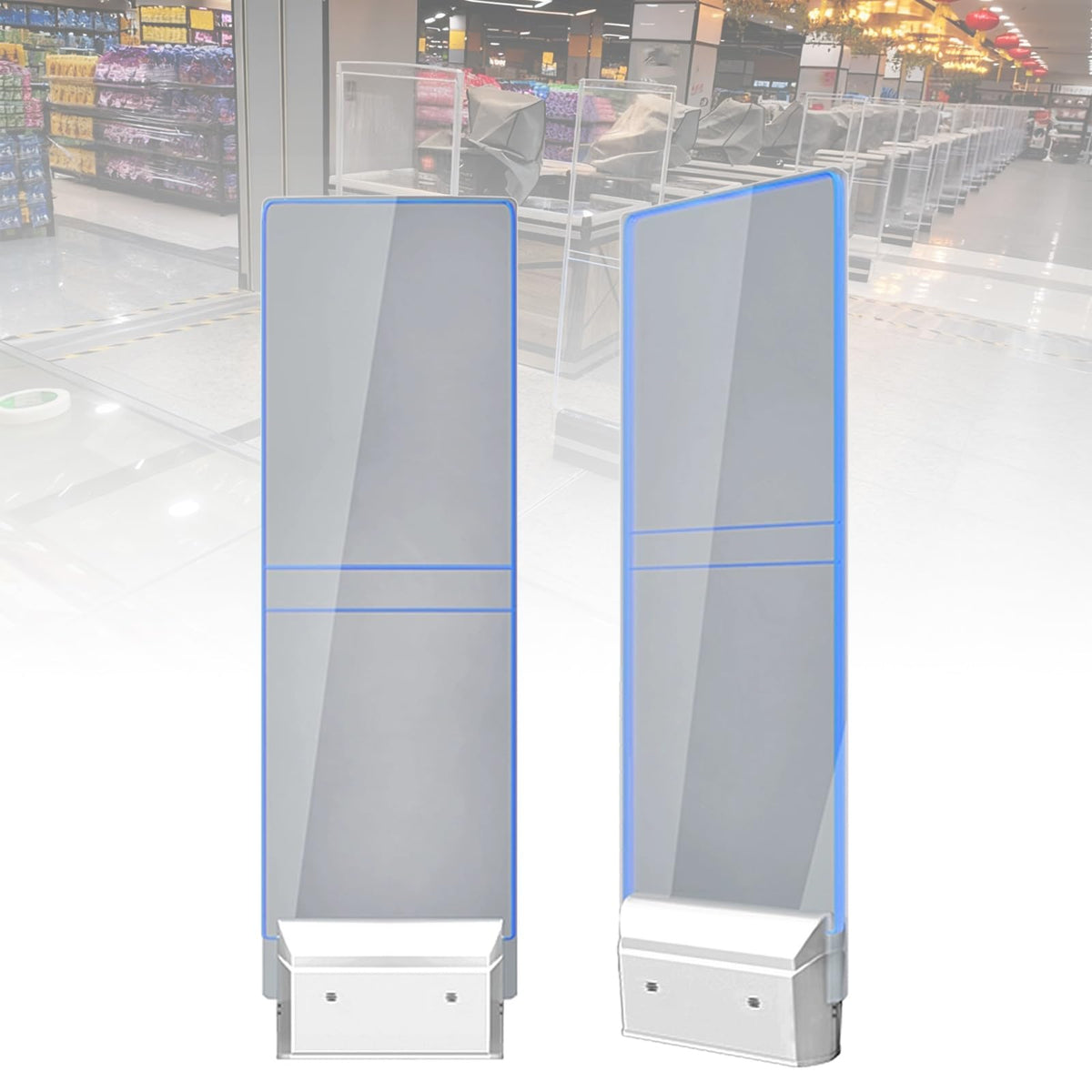 Transparent Acrylic Retail Security Tower, AM 58KHZ EAS Anti-Theft Equipment with Sound Light Alarm for Shops Supermarkets Toy Stores