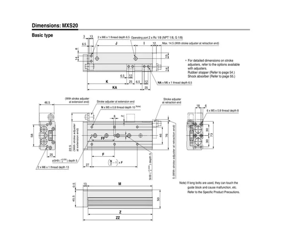 20mm bore MXS20 Double Acting air Slide Table Cylinder Pneumatic Slide MXS20-150 MXS20-50 MXS20-30 MXS20-100 MXS20-125(MXS20-40)