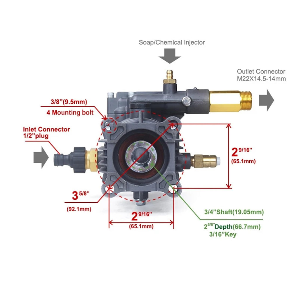 Windshield Check Valves P180 Copper Motor High Pressure Plunger Pump 2610-3000PSI Gasoline Engine Flushing Pump Head Cleaning Machine