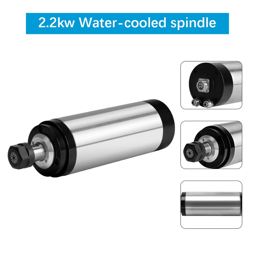 2.2kw Spindle Water Cooled Kit ER20 Milling Spindle Motor.2KW VFD 80 Clamp Water Pump 13pcs ER20 1m Cable for Router(Gold,220V)
