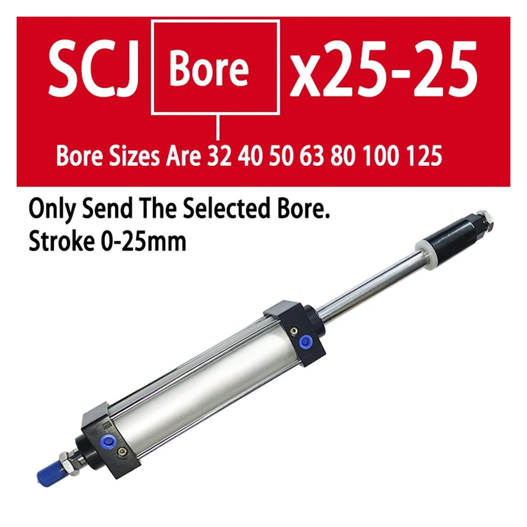 SCJ32 40 50 63 80 100 125mm Bore Adjustable Stroke Aluminum Alloy Double Acting Piston Tools Pneumatic Cylinder