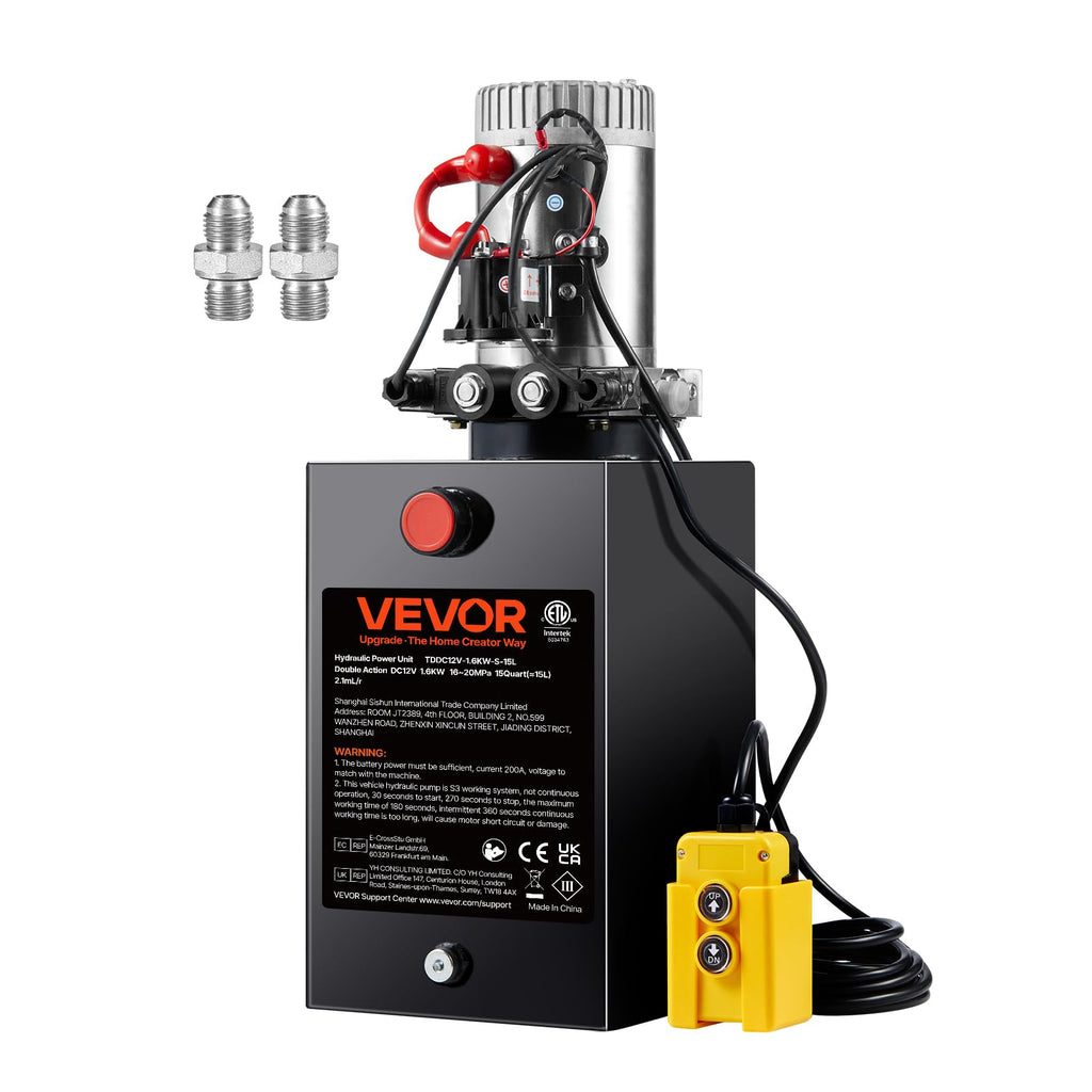 VEVOR 14 Quart Hydraulic Pump 2.2KW AC 220-240V Hydraulic Dump Trailer Pump