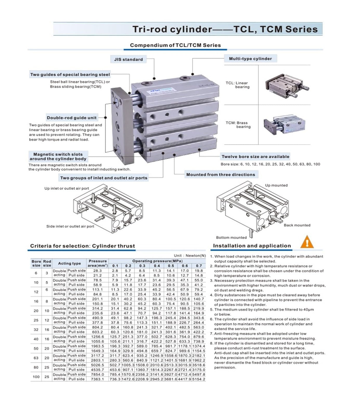 Compact Guide Cylinder air Pneumatic Cylinder TCM12 TCM16 20 TCM12X10S TCM16 20 25 32 40 50 63 80X10 20 30 40 60 70S(TCM50)