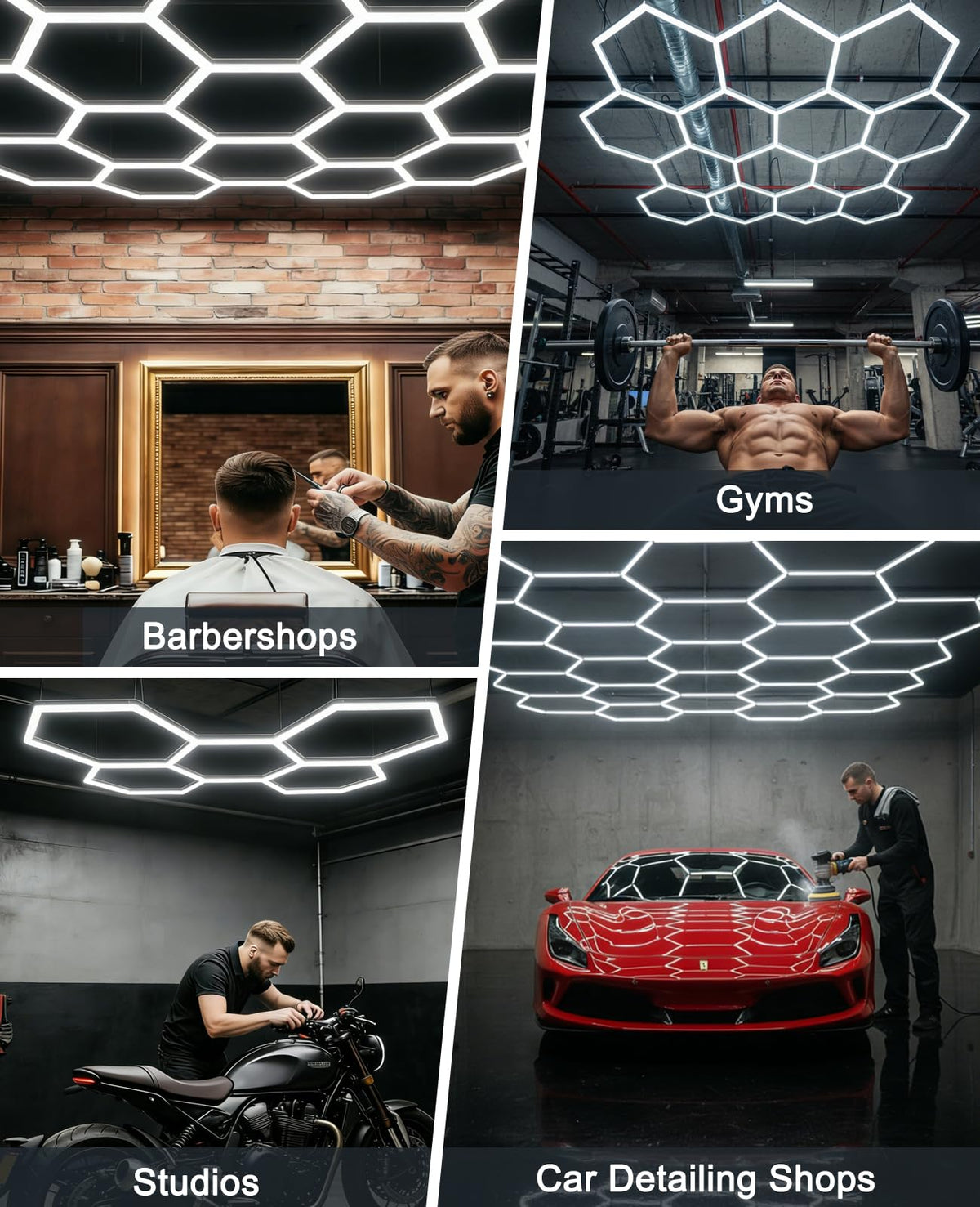 Hexagon led Lights: DIY Ceiling LED Light Hexagon Garage Lights 63070LM