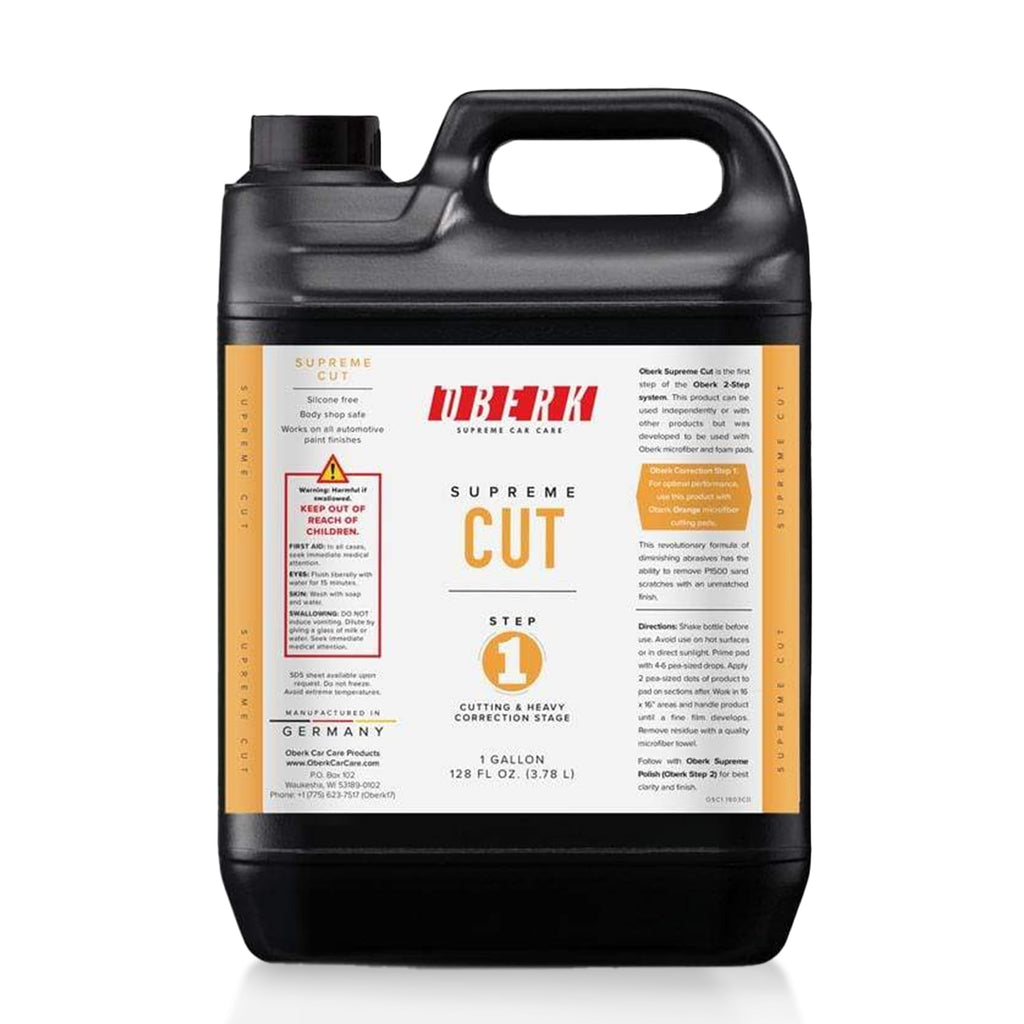 Supreme Cut – Heavy Duty Polishing Compound for Car Detailing – Removes P1500 Sanding Marks & Swirls – Body Shop Safe, No Fillers – Works with DA & Rotary Polishers (128oz Oberk Cut)