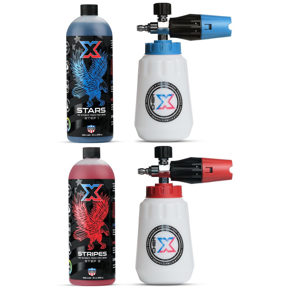 Chem-X Stars and Stripes: Ultimate Touch Free Vehicle Wash Chrome Cannon Kit (1g)