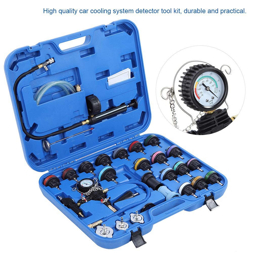 28pcs Universal car Water Tank Leak Tester Cooling System Detector Tool kit Strong Enough Cooling System Tester coolant Pressure Tester Tank Leak Detector for Variety Vehicle Model