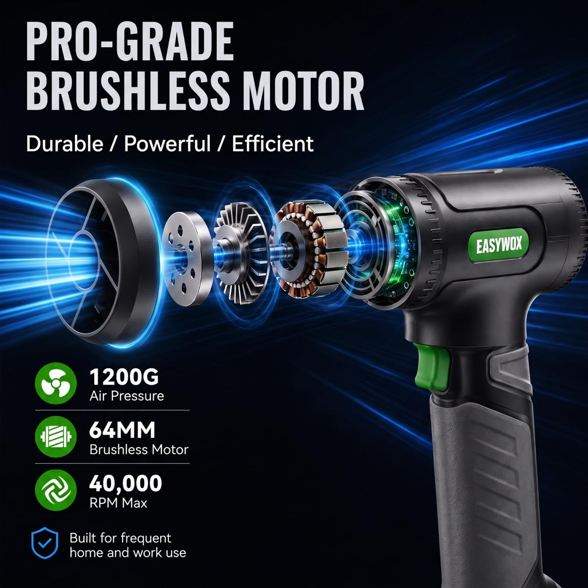 756W 1200G Cordless Leaf Blower-Powerful Handheld Blower& Car Dryer