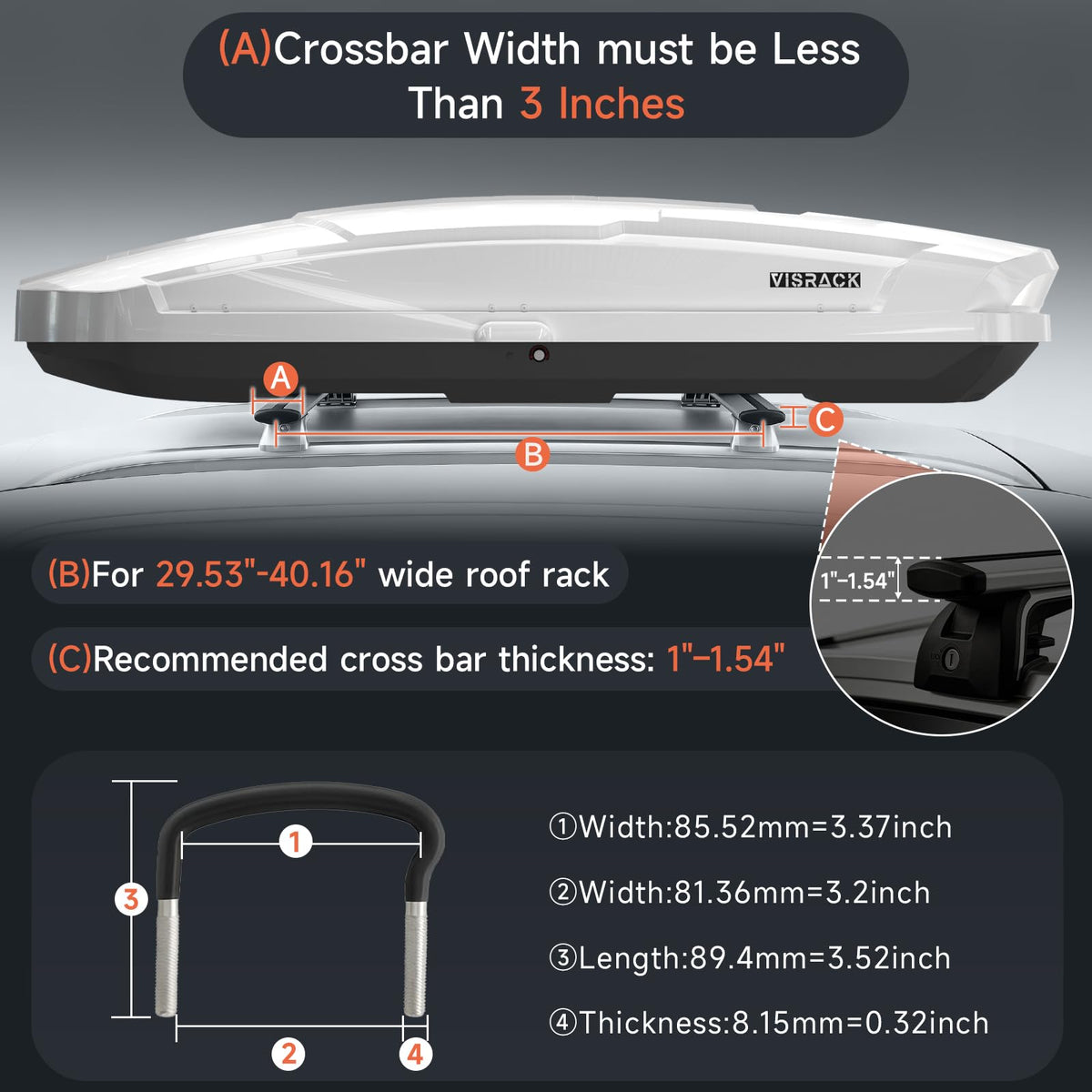 Roof Cargo Box, Dual-Side Opening Design, 26 Cubic Feet Capacity