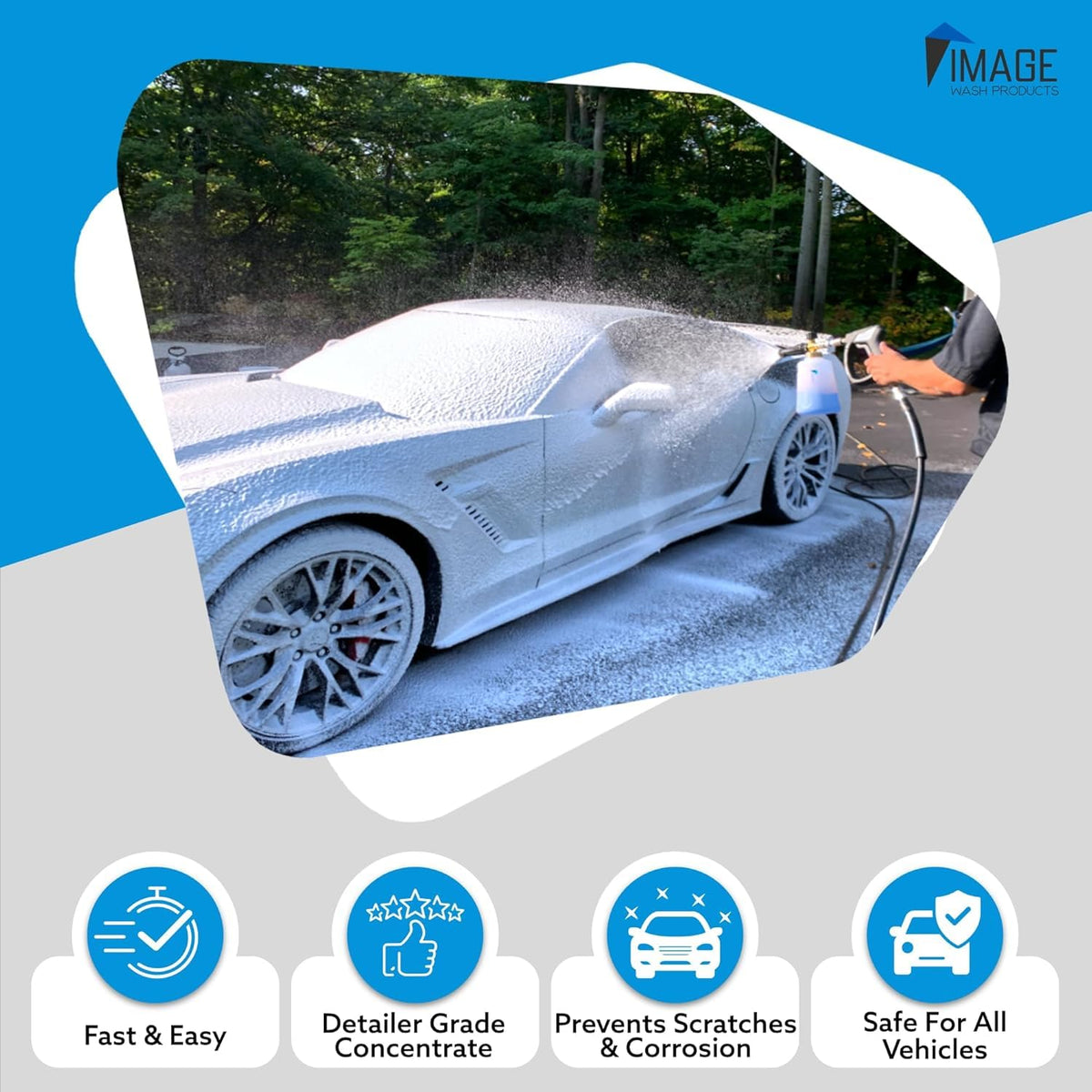 Image Wash (5-Gallon) Platinum Wash Car Soap Concentrated pH-Neutral Foam Soap for Foam Cannon & Bucket wipe Safe for Wax Ceramic Coatings High Lubricity Biodegradable Formula with Bubble Gum Scent